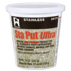 212 MAIN Oatey 25171 14 oz. Staput Ultra Plumbers Putty - Permanently Soft, Malleable, Easily Molds, Oil-Free, Easy to Clean Up, Flexible for Sealing Joints