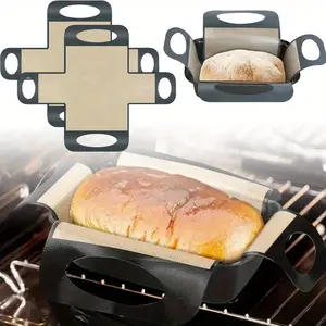 2pcs Reusable Silicone Liner, Non-Stick Reusable Bread Loaf Pan Liner | Food-Grade Silicone Bread Sling, Loaf Pan Lifters with 4 Handles | Best Fits 9x5" or 1.5lb Loaf Pans