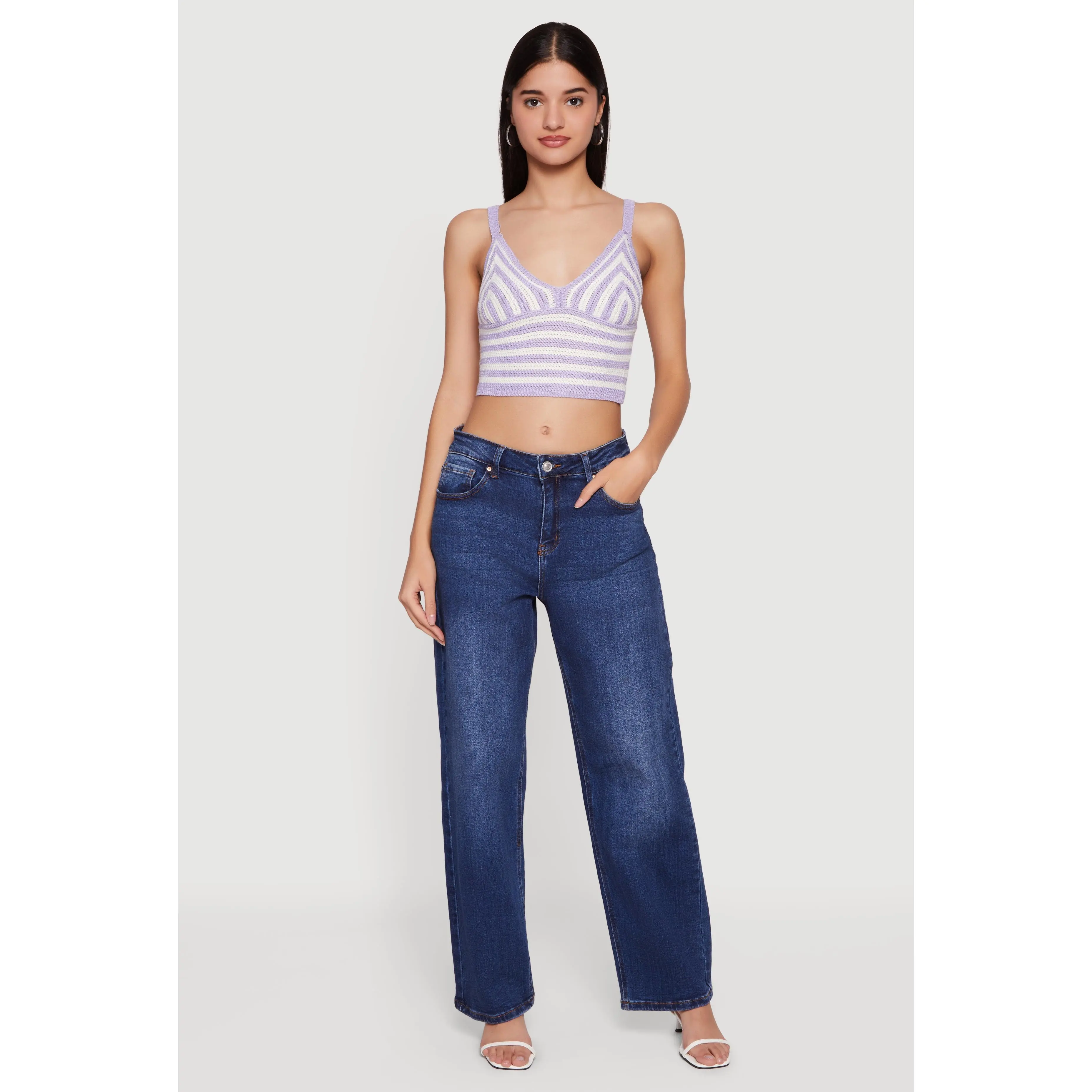 Striped Crochet Bustier Crop Top
