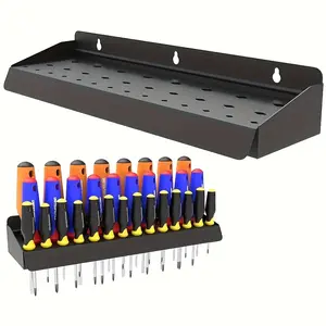 Wall-Mounted Screwdriver Holder, Holds 32 Tools, Ideal for Workshop, Shed, Garage, Storage Rack, Durable Tool Organizer