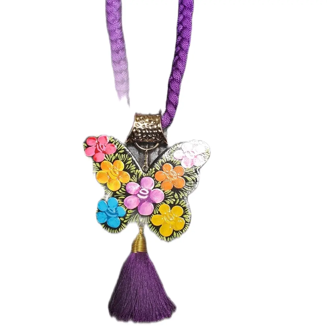 Handmade Necklace with Hand-Painted Butterfly Pendant - Fashion Accessory