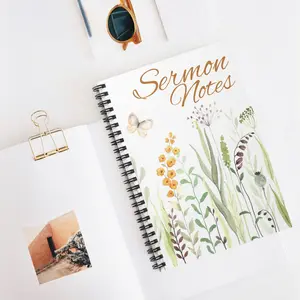 Floral Spiral Notebook - Sermon Notes, Journaling Supplies, Gift for Students, Artistic Stationery, Religious Note-taking