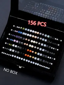 Elegant Artificial Zircon Geometric Stud Earrings Set, Unisex Jewelry for Daily Wear, Perfect Gift for Birthdays & Holidays, Ear Studs