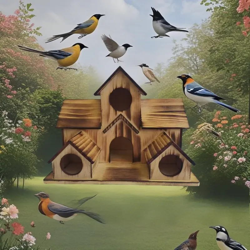 Spring Home Backyard Birdhouse, Wood, Warm Nest for Birds, Ideal for Outdoor Use, Enhances Garden Atmosphere, Perfect Gift for Nature Lovers, Wooden Bird Houses, Bird Houses for Outside