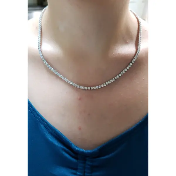 14Kt Gold 13.57 Ct 17 inch Lab Grown Diamond Tennis Necklace