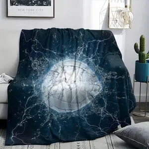 Electron Gaming Fan Exclusive Navy Neon Game Controller Flannel Blanket, Soft Warm Nap Cover, Bedroom Sofa Decor, Multi-Purpose All Seasons Blanket