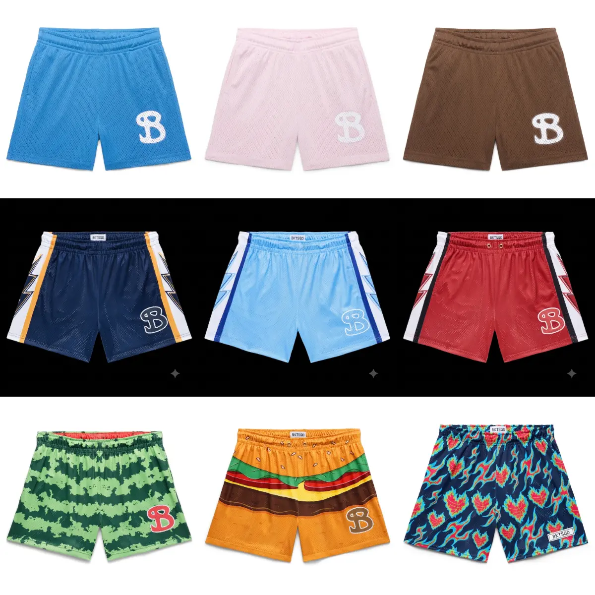 [ BKTSQD - Buckets/quad Mesh Shorts ] - Premium Graphic & Solid Athletic Basketball Shorts with Pockets, Men's Streetwear Workout Activewear