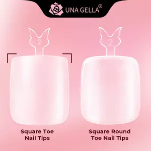 UNA GELLA Square & Square Round Toe Nail Tips 216Pcs 15 Sizes Full Cover Long & Wide Soft Gel Press-On Fake Toenails for Big Toe Nail Extensions, DIY Nail Salon Soak-Off tiktokshopspringglowup#Summervibes