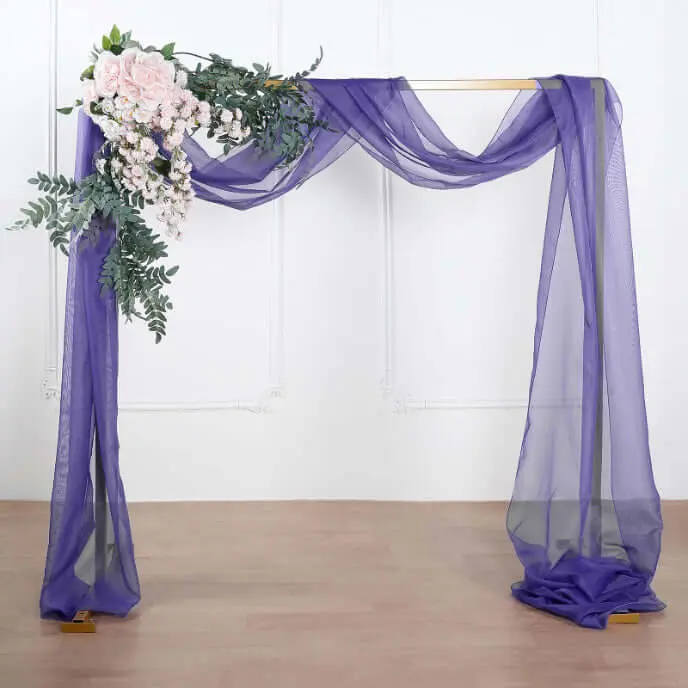 18ft Purple Sheer Organza Decorative Fabric - Wedding Arch Draping, Hangable Indoor Curtain Backdrop, Window Scarf Valance, Hand-Wash Only for Party Banners & Home Supplies