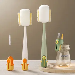 Aesthetic 5-in-1 Cup Cleaning Brush Tool. Multifunctional Bottle Sponge with Hidden Crevice Brush, Straw Cleaner & Ring Remover. Perfect for Glasses & Travel Mugs. Upgrade Your Kitchen Sink Cleaning Essentials.