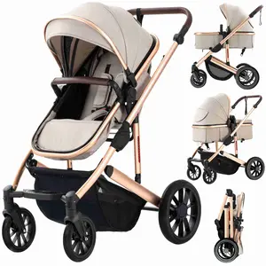 Baby Stroller 2-in-1 with Bassinet Mode Foldable Full-Size Baby Strollers for Family Outings, Reversible Stroller Seat, Baby Shower Gift