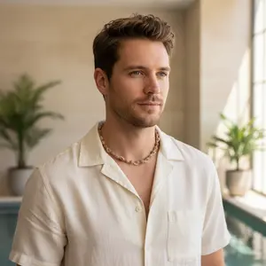 Mens Brown and White Puka Shell Necklace