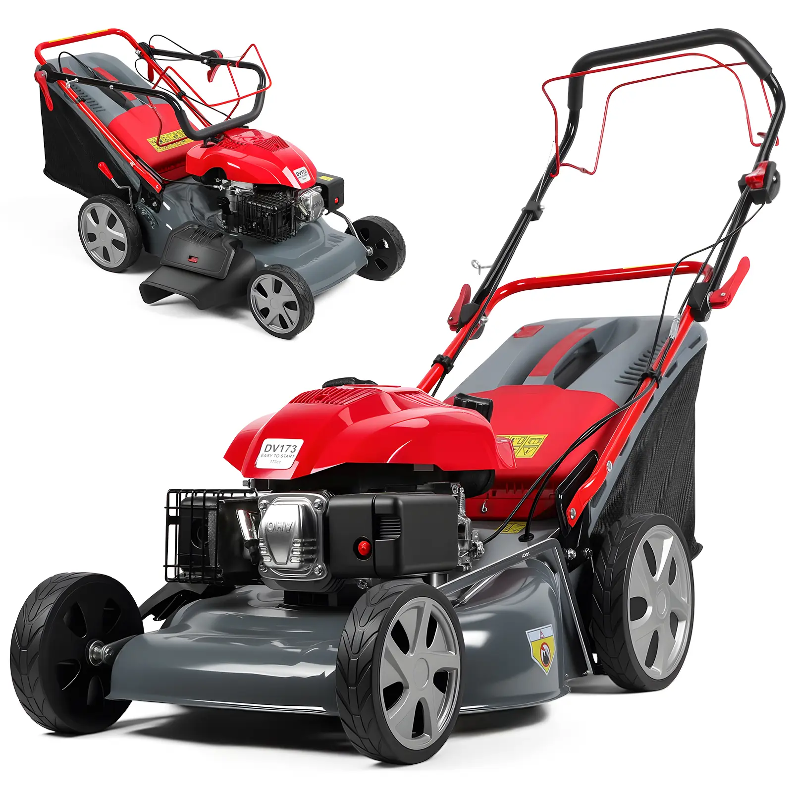 Explorinox DU12176-51B3 20-Inch Self-Propelled Gas Lawn Mower 173cc Engine 51cm Cutting Width 60L Grass Tank for Yard Patio Lawn Landscaping