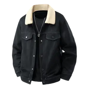 Men’s warm workwear jacket with dual chest pockets — windproof, thickened for cold weather; suitable for winter cycling, city walks, commuting, and layering in winter.