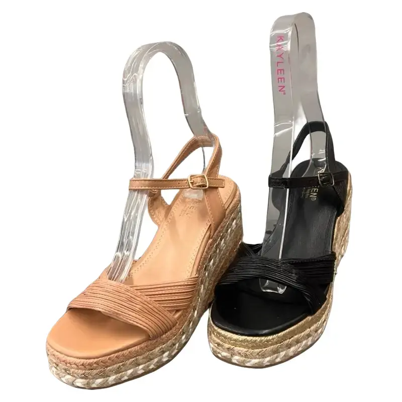 WOMENS RAFFIA WEDGE WITH BRAID DETAIL GABY-42