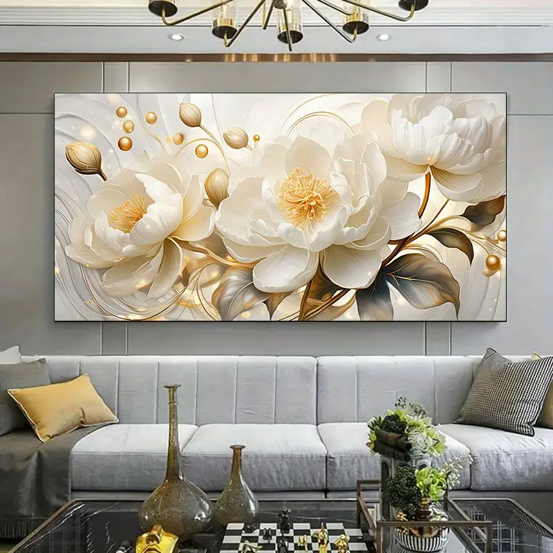 1 Framed Canvas Painting, Elegant Style - Modern and elegant decor for living room and bedroom, soft pastel design with gold accents, perfect for modern home aesthetic, suitable for living room, office, bedroom, home decor, office decor