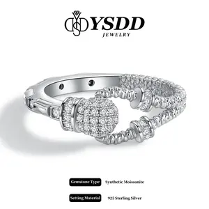 【#356 Buckle Ring】Stylish All Synthetic Moissanite Milgrain Buckle Rings in 925 Sterling Silver 2.3mm