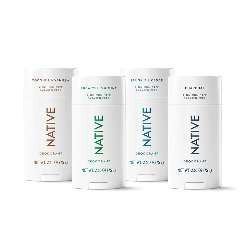 NATIVE Aluminum-Free Deodorant Stick Discovery Set – 4-Pack, 2.65 oz, 72HR Odor Protection