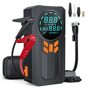 8000A Portable Car Jump Starter with Air Compressor, (9.0 Gas/8.0L Diesel), 150 PSI Tire Inflator, 12V, 3 Modes, Flashlight, LCD Display