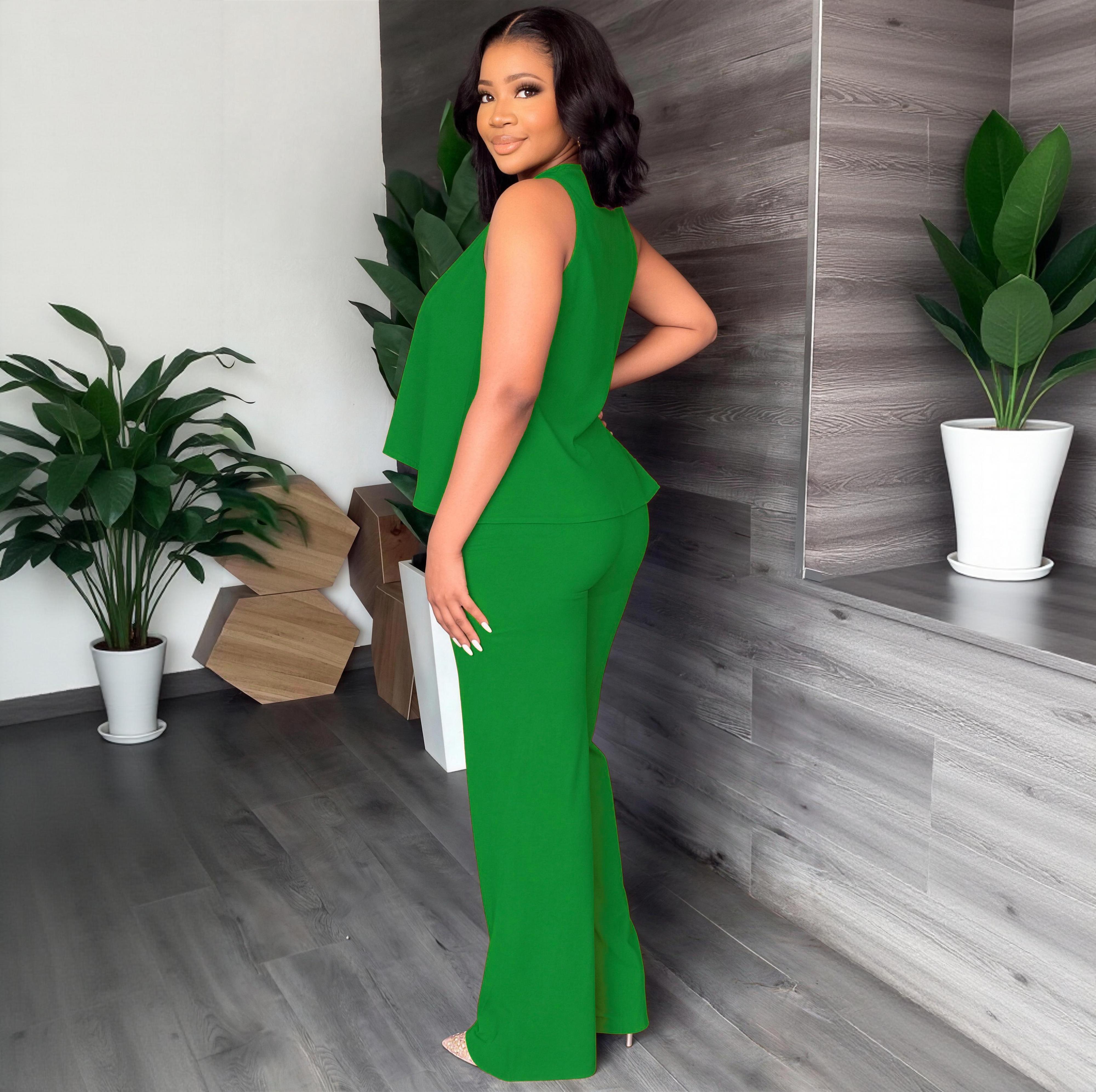 Women's New Spring-Summer Set: Lightweight Flowy Halter Two-Piece with High-Waisted Wide Leg Pants – Comfortable, Stylish, and Perfect for Every Casual to Dressy Occasion This Season