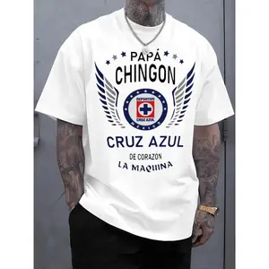 Cruz Azul "Papa Chingon" Graphic Tee - Premium Cotton Men's Soccer T-Shirt, Casual Summer Streetwear Top, Perfect Father's Day Gift for Soccer Dads, Oversized Sportswear Shirt