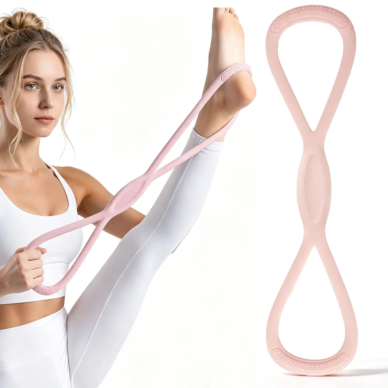 Portable Figure-8 Resistance Band for Women Men ,Non-Slip Handles for Resistance Band Workouts at Home, Yoga & Pilates, Resistance Band Workout,Muscle Training