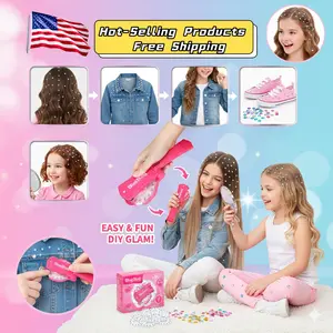 Fashion diamond-stitching machine, hair accessory set (reusable shiny hairstyle tools), 12 diamond stickers included for distribution, headwear beauty set for festive occasions