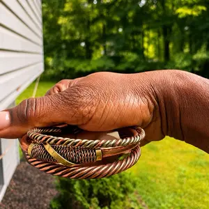 Pure Copper Prestige 3-PC Bracelet Set - Authentic Pure Copper Crafted, Timeless Twisted Design, Classic, Elegant, Casual, Formal Wear Accessory