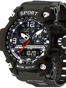 Men's Fashion Dual Display Watch, Sport Style Waterproof Shockproof Design, Durable Multifunctional Outdoor & Daily Wear