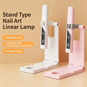 Handheld UV Light for Gel Nails with Stand, Mini Portable Cordless Nail Lamp with LCD Display, Eye-Protective Cover, Flash Curing for Glue