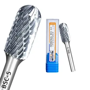 SC-5 Cylindrical with Radius End Double Cut Tungsten Carbide Rotary Files 1/4'' Shank 1/2"  Diameter 1"  Length Deburring Cutters for  Grinding & Deep  Machining