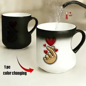 Heart Handle Color-Changing Ceramic Mug, Ceramic Printed Drinkware, & Gold Aesthetic Design, Ideal for Coffee or Tea Drinks, Unique Gift Idea for Special Occasions
