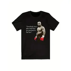 Iron Mike Tyson Quotes Men's Black T-Shirt US Size Unisex Crewneck Trend Tee 100% Cotton Relaxed Fit Digital Print Top