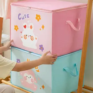 Cartoon Print Thick & Wide Storage Bag, Large Capacity Wardrobe Organizer, Ideal for Clothes, Bedding, Student Dorm Moving