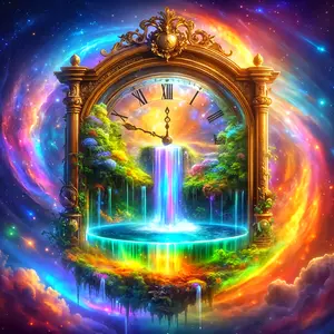 Large Size Unframed Round Diamond Painting Kit, Magic Clock, 5D Diamond Painting Complete Artificial Rhinestone Mosaic Painting Kit for Beginners, Handmade Diamond Painting Gem Home Wall Decoration Gift