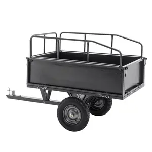 600lb Capacity Heavy Duty Dump Cart 17 Cubic Feet Lawn Trailer with Dual-Control Dump, 15" Pneumatic Tires, Steel Frame for Lawn Tractor ATV UTV Towing