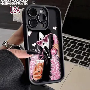 Ghost Pattern Phone Case, Soft Phone Case with Lens Protector, Phone Accessories Compatible with iPhone 11 12 13 14 15 Pro Max