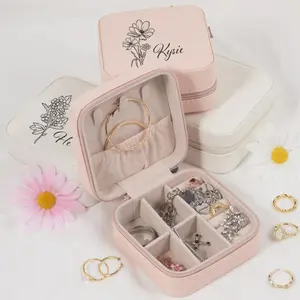 Jewelry Travel Case, Personalized Flower Jewelry Box, Jewelry Box Gift, Bride's Maid Gift, Bridal Party Favors, Wedding Gift, Bridesmaid Gift