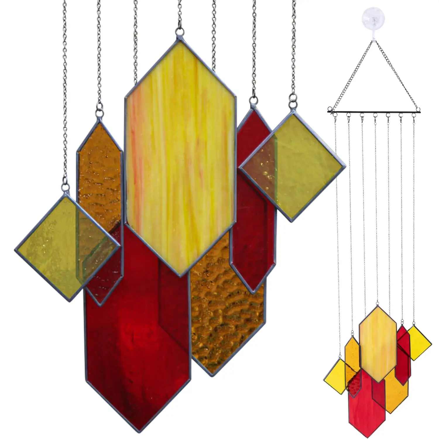Stained Glass Window Hanging Sun Catchers Wall Hanging Window Decor Sunset Glow Stained Glass Panels Handcrafted Preassembled Vivid Real Stained Glass Art Sun Catcher Reconfigurable Boho Decorative Faux Ornament Hangable Decoration Door