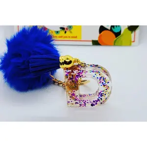 Resin Letter D Keychain - Multicolor Key Accessory in Unknown Description
