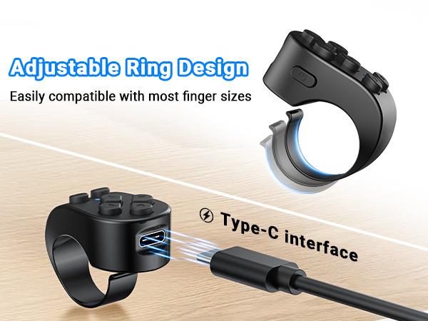 PUTARE Scrolling Ring for TikTok, Wireless Remote Control Page Turner for iPhone Android, Phone Video Scroller, Page Turner for Kindle App, Camera Shutter Remote for Selfies, Short Videos, E-Books SummerWins