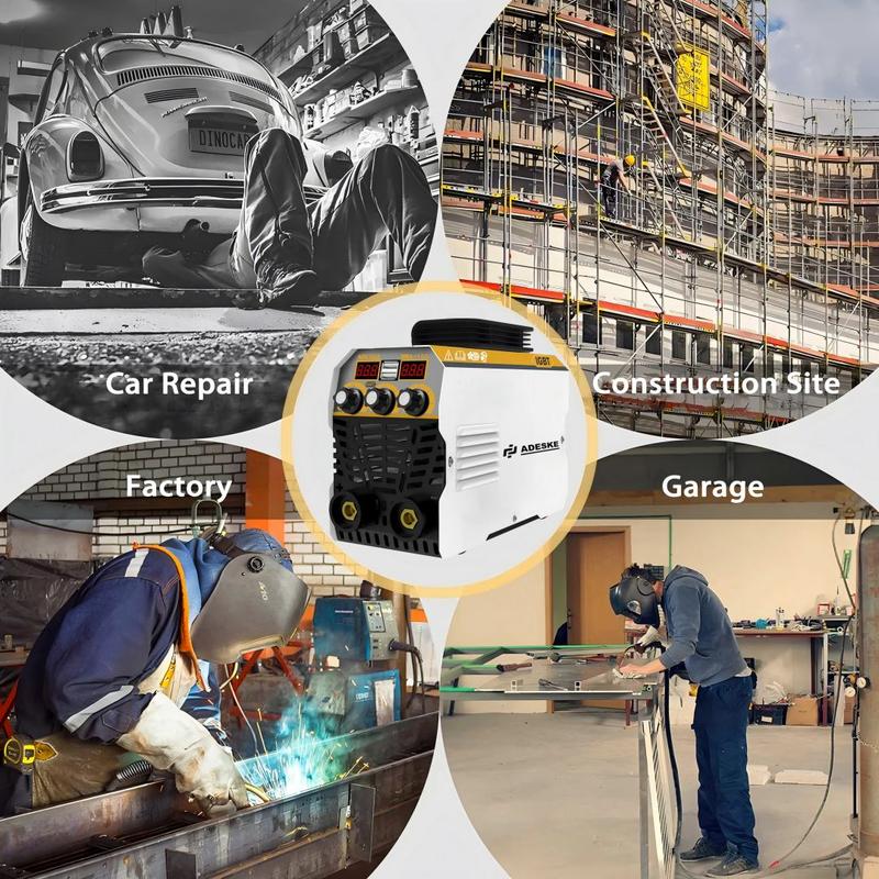 ADESKE MMA-155 Portable Welding Machine – Dual Voltage 110V/220V, 120A Output, Digital Display, Overload Protection, Complete Welding Kit for Home, Auto Repair & Construction