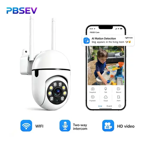 PBSEV Home Security Camera, 1080P Pan/Tilt Panoramic HD Surveillance System, Indoor Camera with Color Night Vision, Clear Two-Way Audio, Bluetooth & WiFi Connection, Supports 2.4GHz WiFi Only,24/7 Recording for Home, Baby and Pet Monitoring