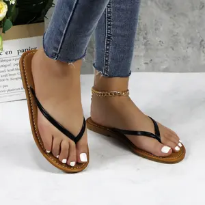 Women's Slim Thong Flip Flops Flat Sandals Round Open Toe Multiple Colors Cushion Insole Footwear Slip-on Girl Comfortable Lightweight Summer Casual Shoes for Beach Vacation Daily Wear