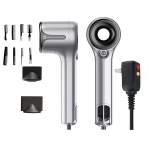 Ionic Hair Dryer with Brushless DC Motor Fast-Drying No Heat Damage Cold Button Light Low Noise 2 Magnetic Nozzles 110000 RPM High-Speed Smooth