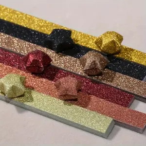 80 Sheets/4 Packs Glitter Star Origami Paper, Matte Star Strips, Confetti Paper, Perfect for Crafts and Decorations, DIY