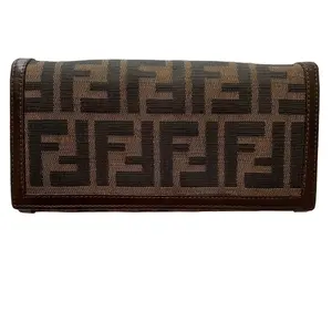 Pre-owned FENDI Wallet Small Leather Goods womens zucca monogram long authentic with COA