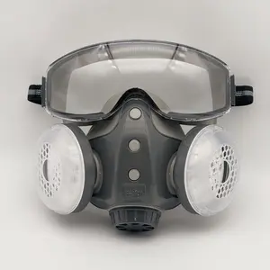 Reusable Industrial Gas Mask with 10 Filters, Respirator Mask, Dustproof Paint Spray Mask with Safety Goggles, Protective Mask for Chemical Work, Construction Gear