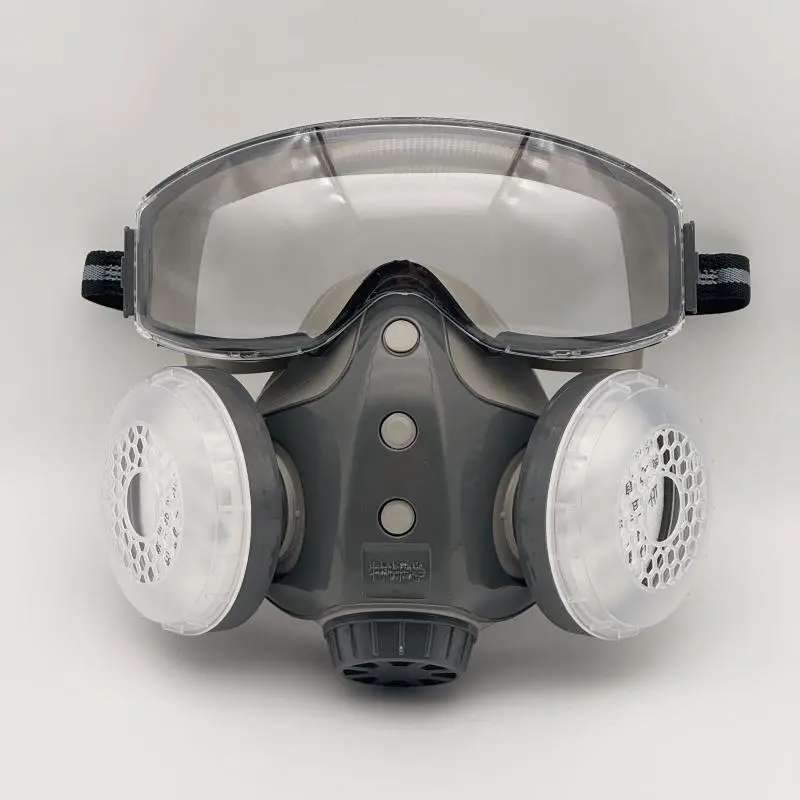 Reusable Industrial Gas Mask with 10 Filters, Respirator Mask, Dustproof Paint Spray Mask with Safety Goggles, Protective Mask for Chemical Work, Construction Gear