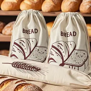 Reusable Linen Bread Bag with Drawstring, Food Grade Fresh Bread Storage, Durable and Stylish Kitchen Essential